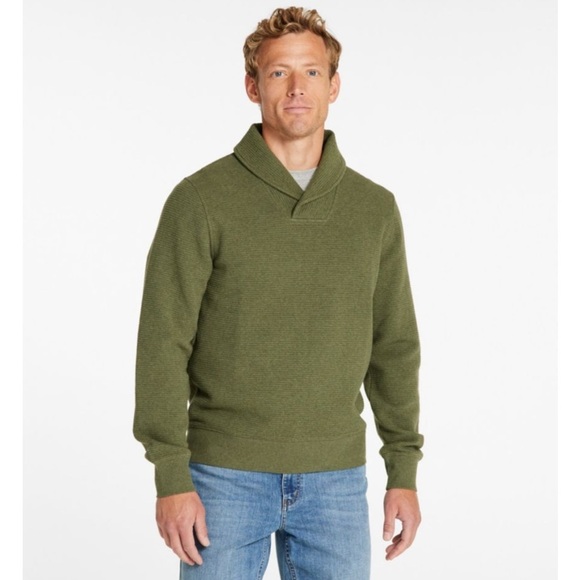 L.L. Bean Men's Forest Green Zip-Up Sweater quilted textured winter - Picture 1 of 13